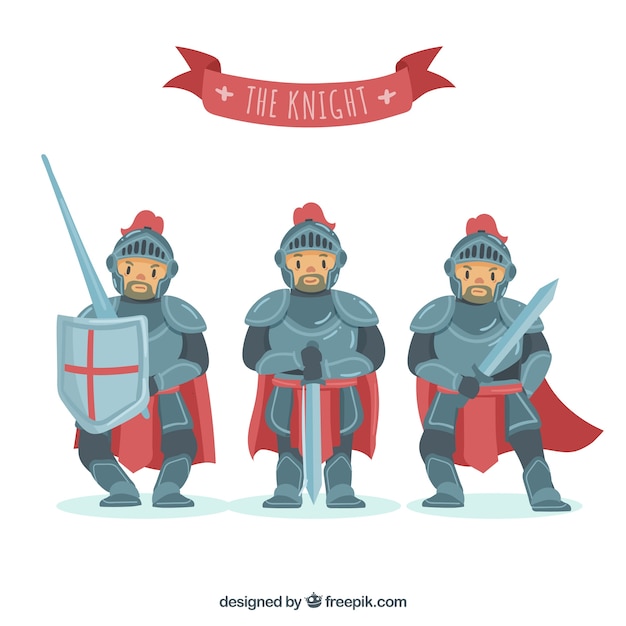 Free vector knight in armor in different positions