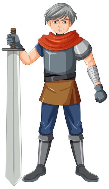 Free vector a knight cartoon character on white background