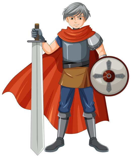 A knight cartoon character on white background