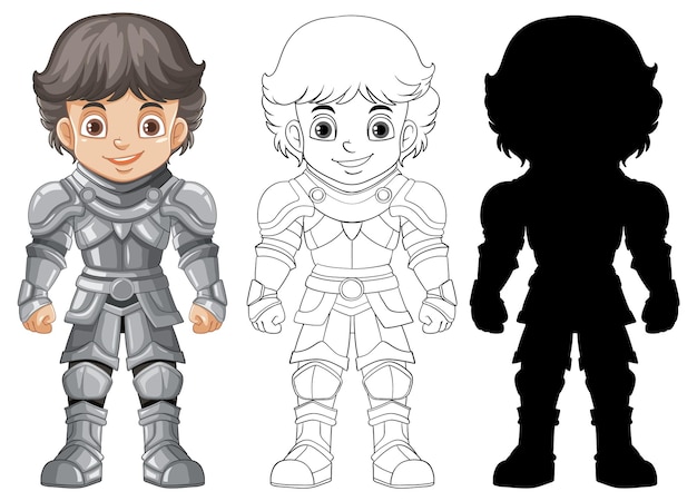 Free vector knight character design in three stages