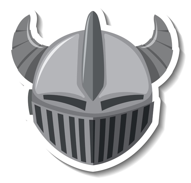 Free vector knight helmet with horn cartoon sticker