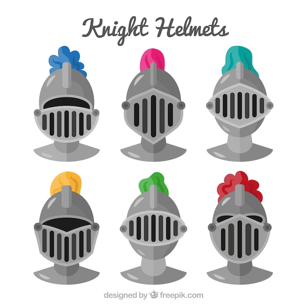 Free vector knight helmets with colorful style