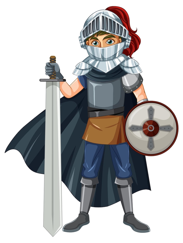 Бесплатный Вектор knight holding sword cartoon character
