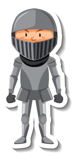 Бесплатное векторное изображение Рыцарь в доспехах мультяшный стикер
