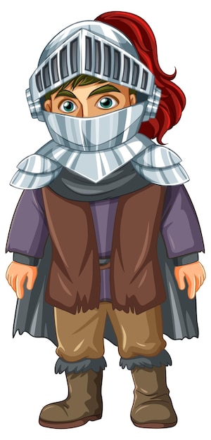 Бесплатное векторное изображение Рыцарь в доспехах шлема мультипликационный персонаж