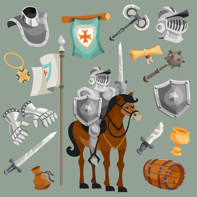 Free vector knights cartoon set