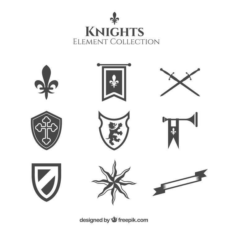 Free Vector knights elements with elegant style