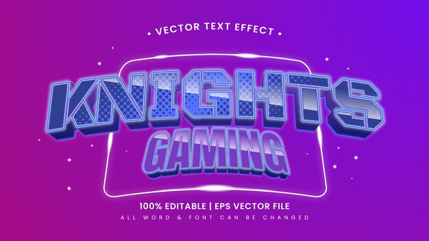 Knights gaming 3d text style effect. editable illustrator text style.