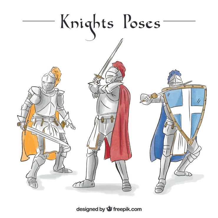 Free Vector knights in watercolor armor