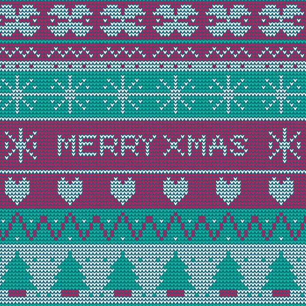 Free vector knitted christmas pattern background