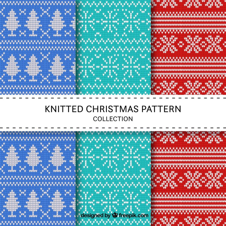 Free Vector knitted christmas pattern collection
