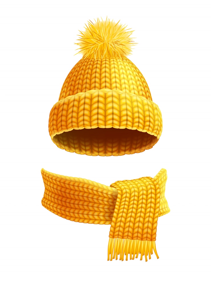 Free Vector knitted hat and scarf flat illustration 
