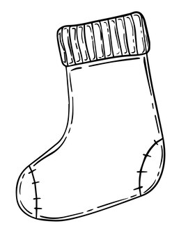 Knitted sock with linear doodle patch