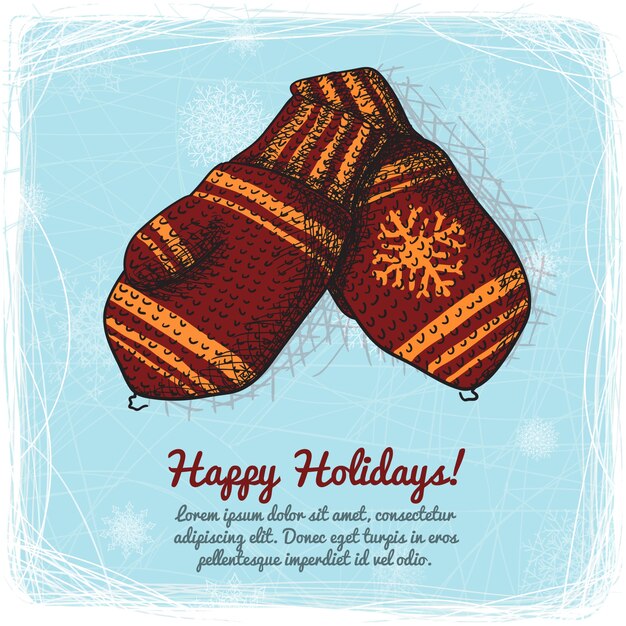 Free vector knitted wool mittens background