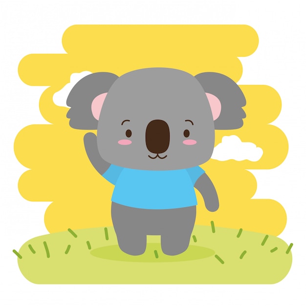 Koala cute animal, cartoon and flat style, illustration