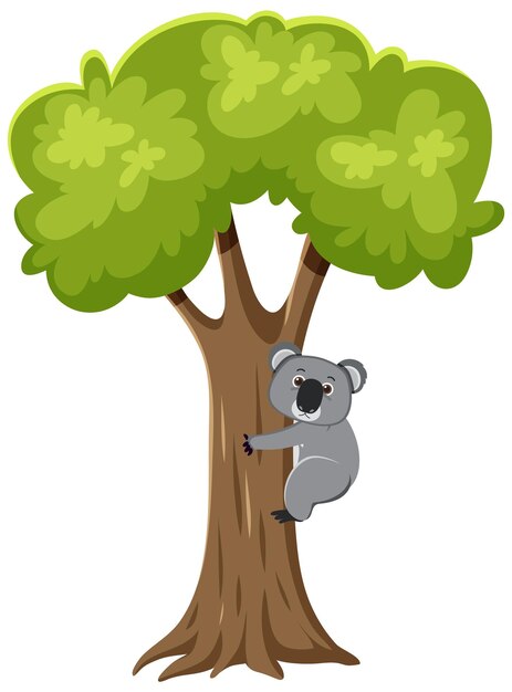 Koala on tree cartoon character
