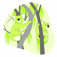 Бесплатное векторное изображение Коалы в деревьях концепции иллюстрации