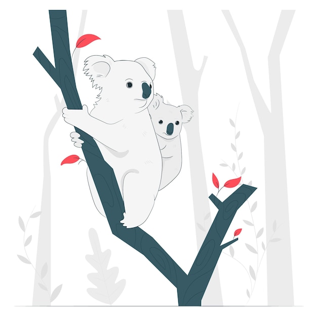 Free vector koalas in trees concept illustration