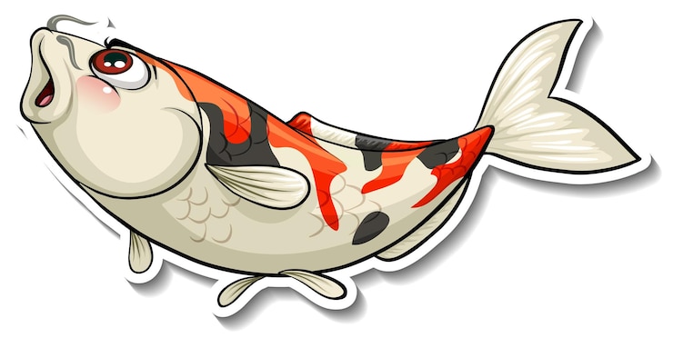 Free Vector koi carp fish cartoon sticker
