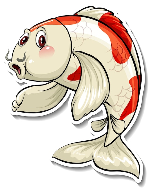 Free vector koi carp fish cartoon sticker