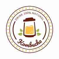 Vettore gratuito modello di progettazione del logo kombucha