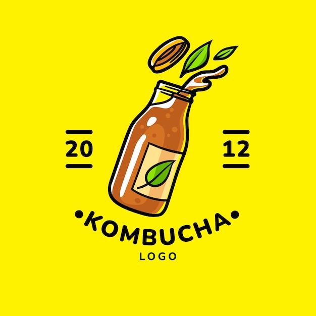 무료 벡터 kombucha 로고 디자인 템플릿