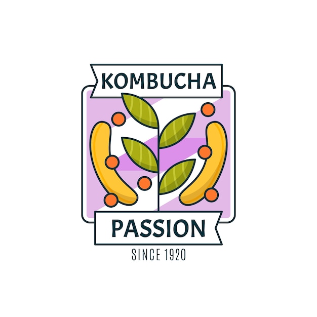 Vettore gratuito modello di progettazione del logo kombucha