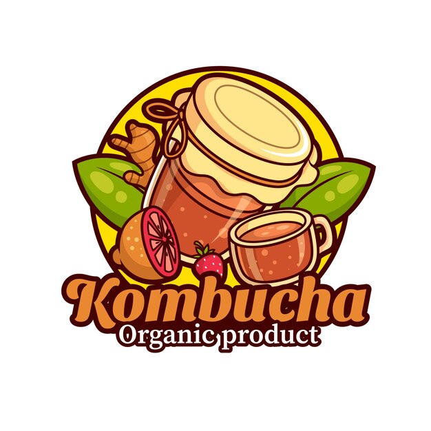 Kombucha logo design template