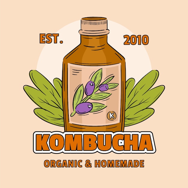 무료 벡터 kombucha 로고 디자인 템플릿