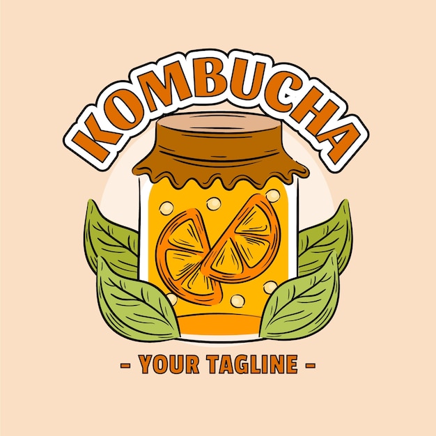 Vettore gratuito modello di progettazione del logo kombucha