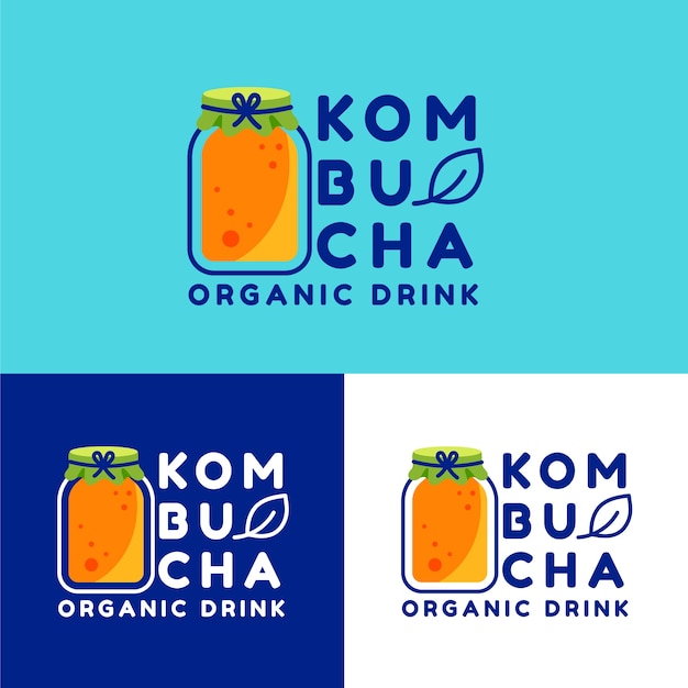 Modello di progettazione del logo kombucha