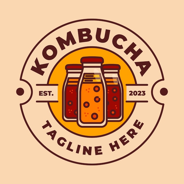 Vettore gratuito modello di progettazione del logo kombucha