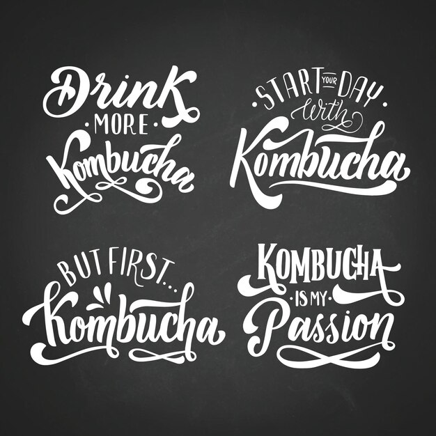 Kombucha tea lettering set