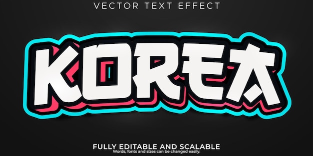 Free vector korea text effect editable sticker modern font style