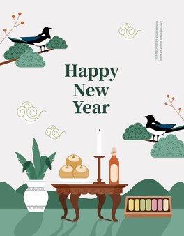 Korea tradition vector illustration happy new year