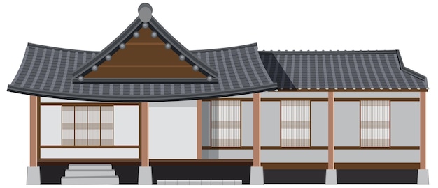 Корейский древний дом на белом фоне