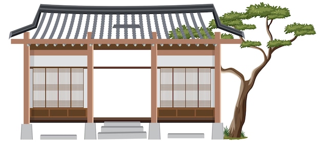 Free vector korean ancient house on white background
