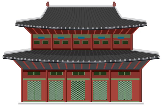 Korean ancient palace on white background