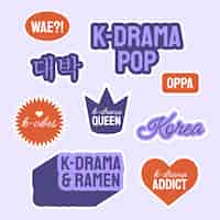 Free vector korean drama label collection