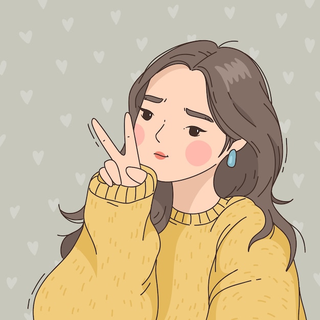 Free vector korean drawing style character design