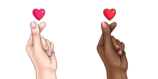 Корейский палец в форме сердца символ иллюстрации