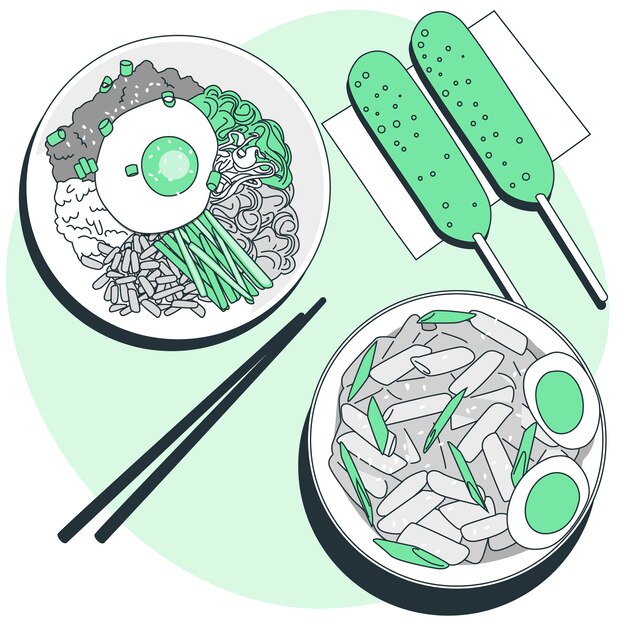 Free vector korean food concept illustration