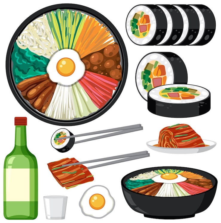 Free Vector korean traditional food vector