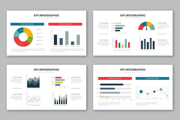 Бесплатное векторное изображение kpi инфографики шаблон