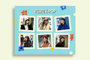 Free vector kpop photocard photo collage