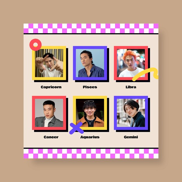 Free vector kpop square photocard photo collage