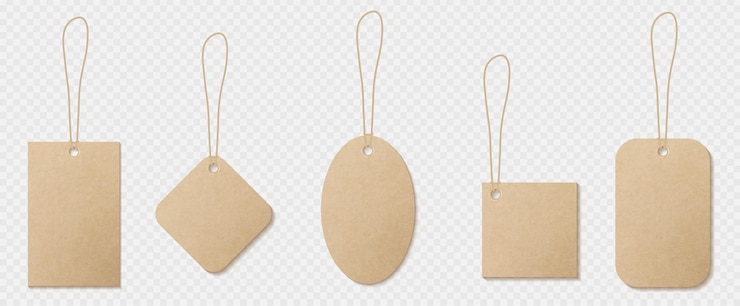 Free Vector kraft price tag label brown cardboard with cord