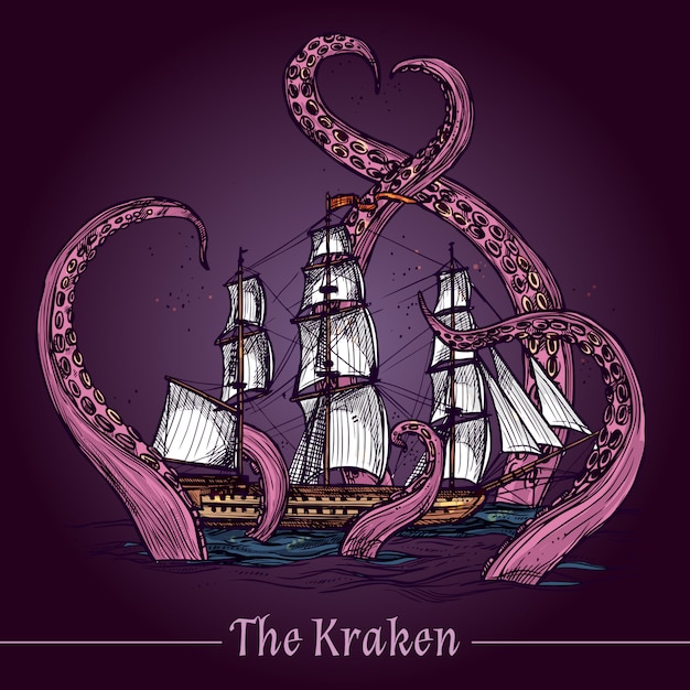 Free vector kraken sketch illustration