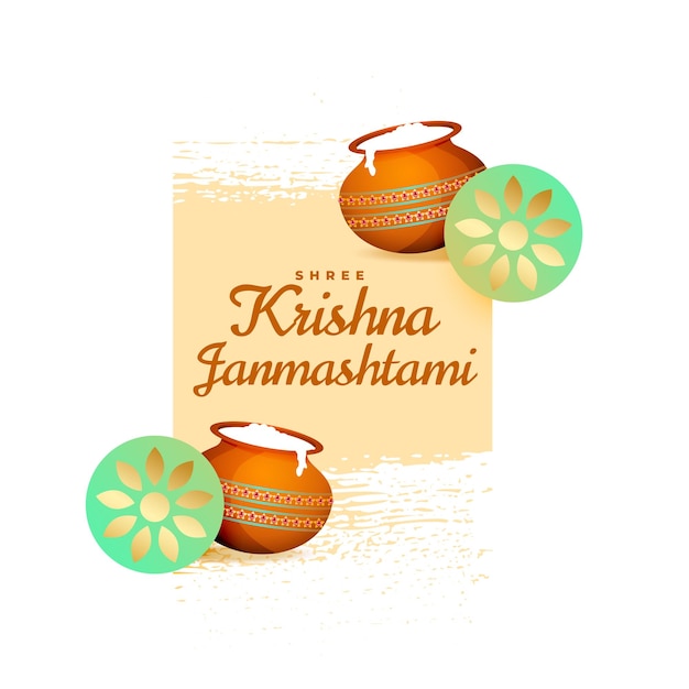 Free vector krishan festival of janmashtami wishes card design vector