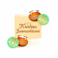 Free vector krishan festival of janmashtami wishes card design vector